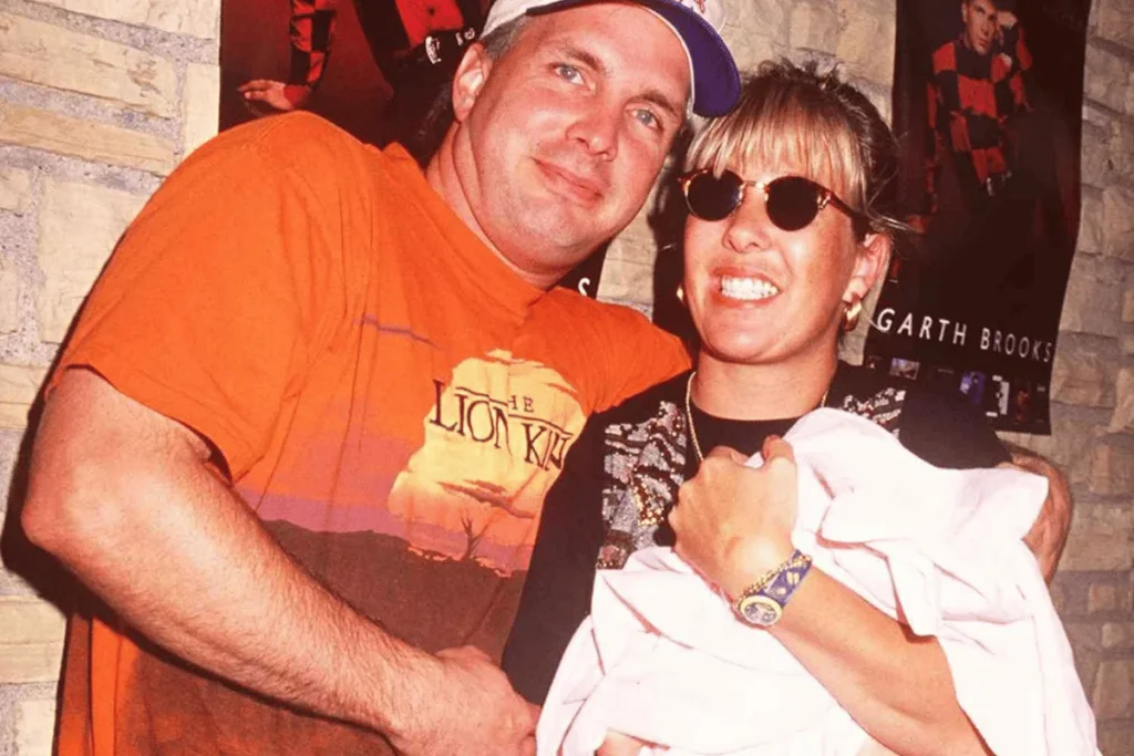Garth Brooks and Sandy Mahl with baby August Anna Brooks in July 1994
