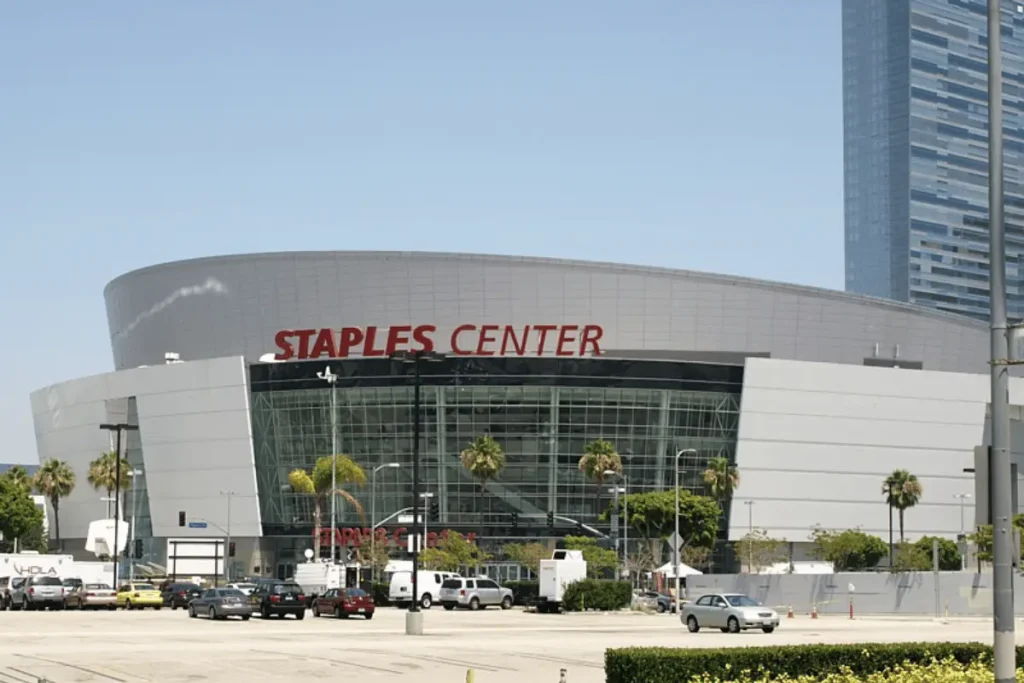 Staples Center in Los Angeles during Michael Jackson's 2009 memorial service.