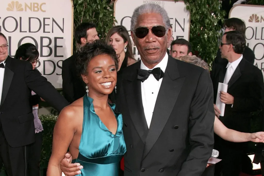 Morgan Freeman and granddaughter E'Dena Hines at the 2005 Golden Globe Awards

