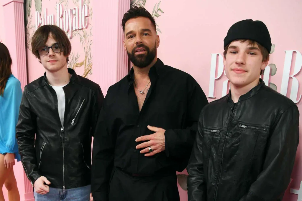 Valentino Martin with Ricky Martin and Matteo at the Palm Royale Premiere, 2024