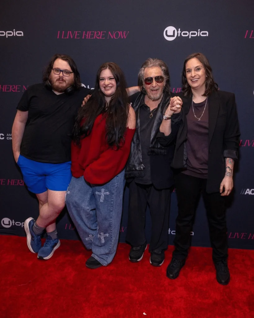 Anton James Pacino with Al Pacino, Olivia and Julie at I Live Here Now premiere
