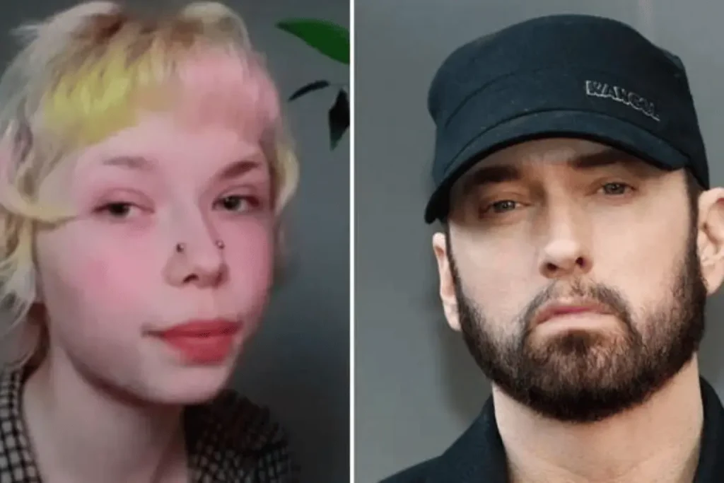 American rapper Eminem, adoptive father of Stevie Laine Scott.