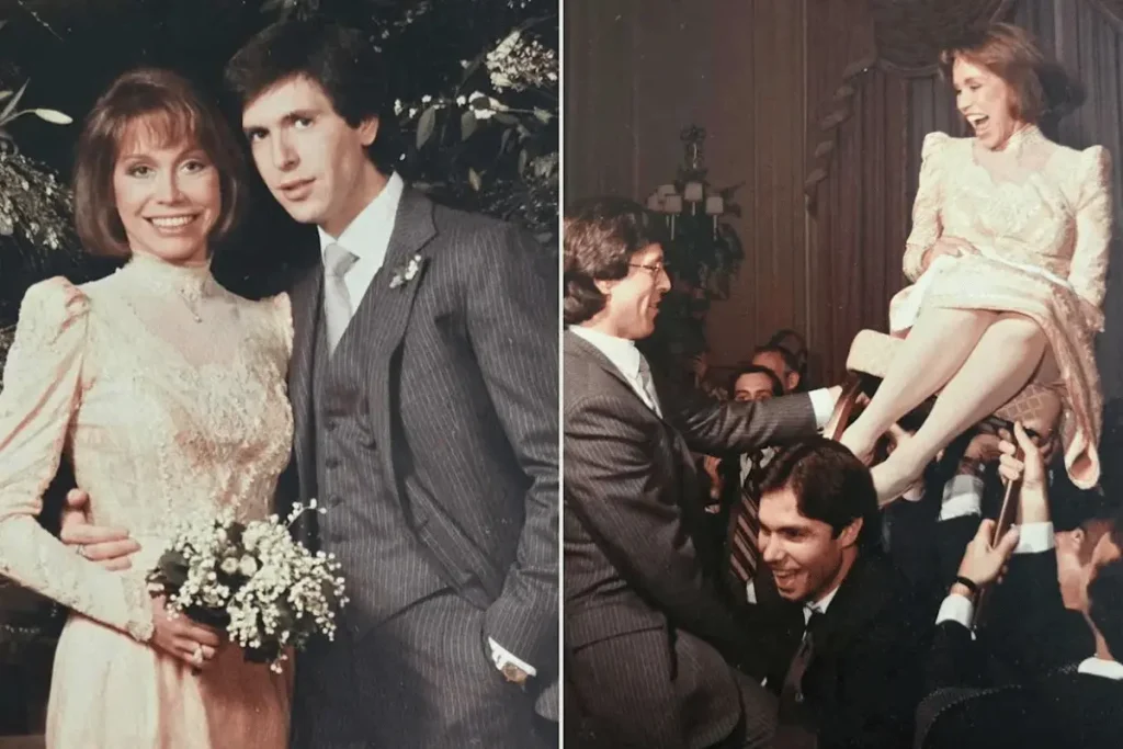 Mary Tyler Moore and Dr. Robert Levine pose together at a formal event in the 1980s.
