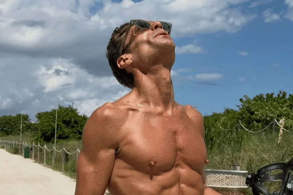 Ryan Seacrest shirtless during a beach bike ride in October 2026