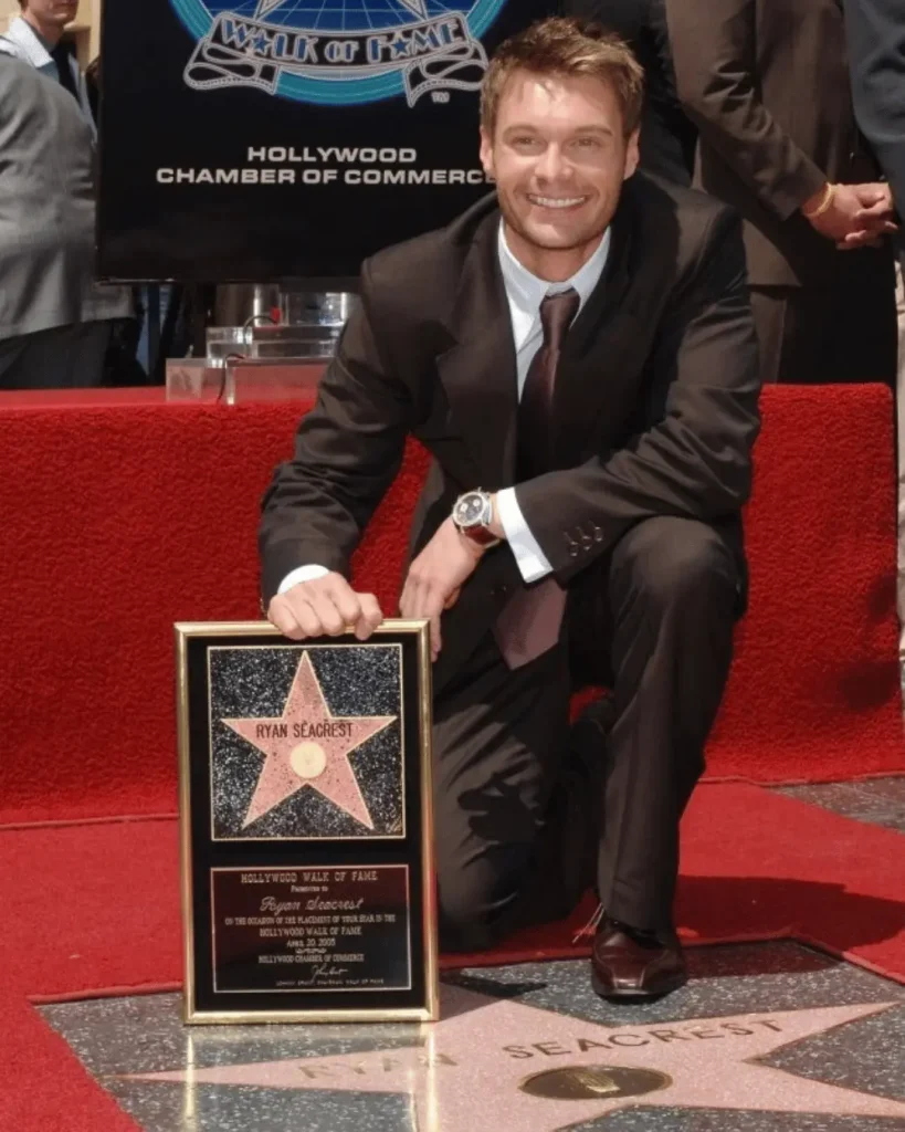 Ryan Seacrest at his Hollywood Walk of Fame star ceremony in 2005